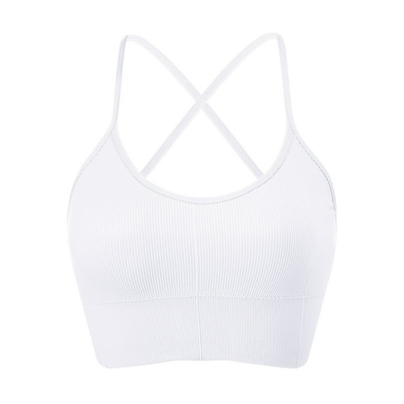 2025 Strappy Yoga Sports Bras for Women Padded Criss-Cross Back Tank Tops