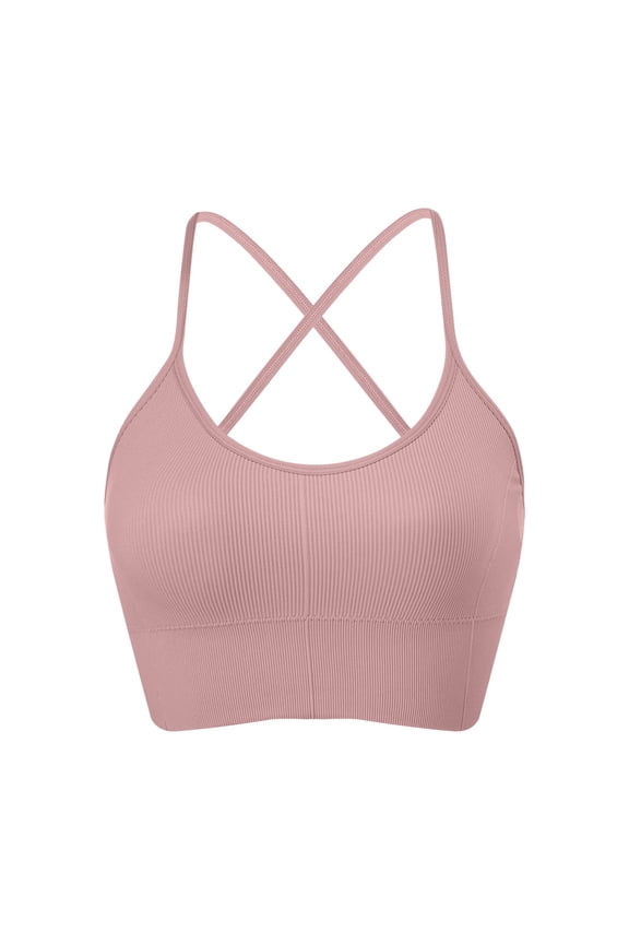 2025 Strappy Yoga Sports Bras for Women Padded Criss-Cross Back Tank Tops