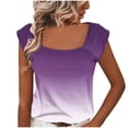 thumbnail image 1 of Summer Savings Clearance Summer Cap Sleeve Tops for Women 2024 Gradient Color Shirt Fashion Square Neck Tshirt Tops Vacation Basic Shirt Blouse, 1 of 8