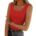thumbnail image 1 of Summer Womens Tank Tops Square Neck Fitted Sleeveless Shirts for Women Ribbed Basic Top, 1 of 5