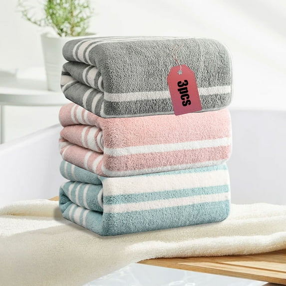 Summer Savings Clearance Suncoda 3 Piece Bath Towel Set, Microfiber Bathroom Towel - Super Soft, Highly Absorbent Towels for Bathroom, Gym, Hotel, and Spa