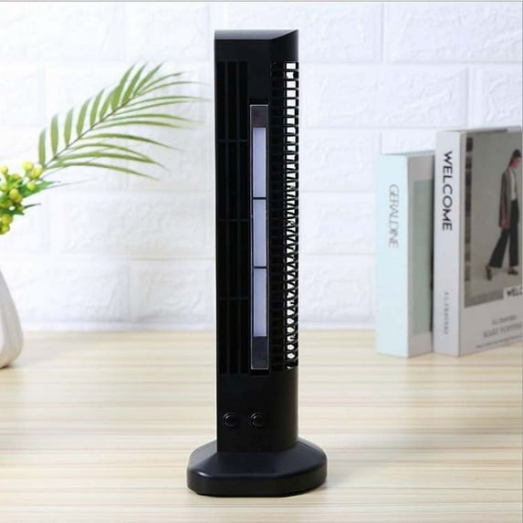 Suncoda Fan for Bedroom, 2-Mode Options Desktop Tower Fan with LED Light , Household Silent Fan Cooler Fan Bladeless Fan for Home Office Bedroom (15.0"x3.9")