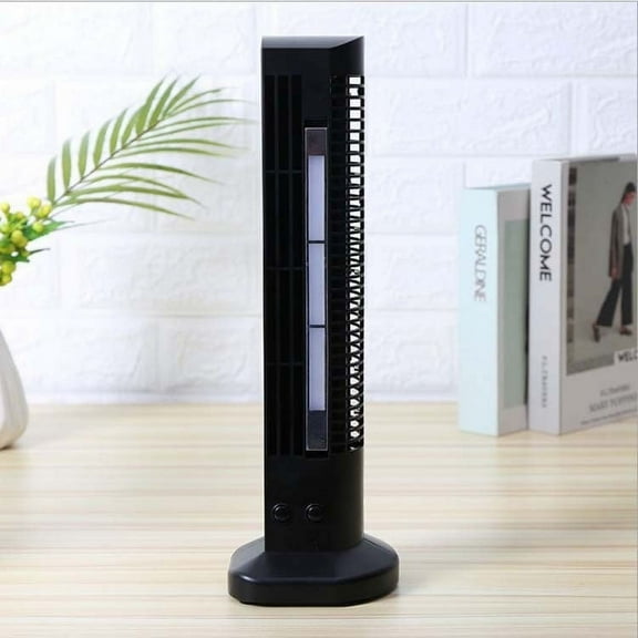 Suncoda Fan for Bedroom, 2-Mode Options Desktop Tower Fan with LED Light , Household Silent Fan Cooler Fan Bladeless Fan for Home Office Bedroom (15.0"x3.9")