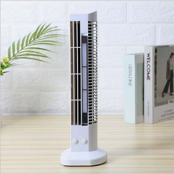 Suncoda Fan for Bedroom, 2-Mode Options Desktop Tower Fan with LED Light , Household Silent Fan Cooler Fan Bladeless Fan for Home Office Bedroom (15.0"x3.9")