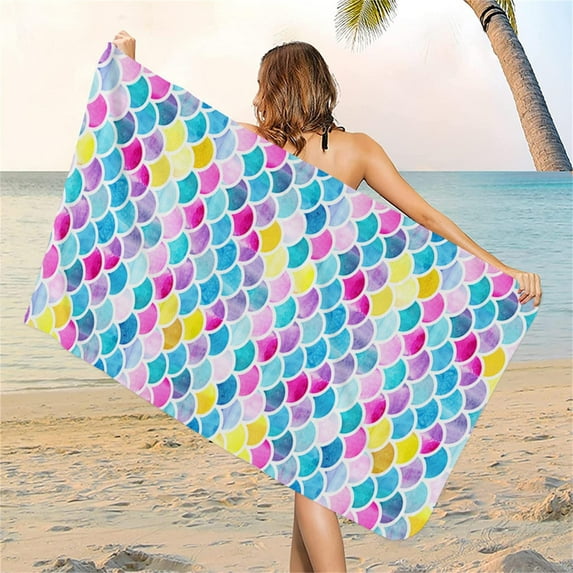 Suncoda Microfiber Beach Towel Oversized Lightweight Quick Dry Colorful Beach Towel Sand Proof Absorbent Beach Blanket Multi-Purpose Towel for Travel Swimming Pool 27x59 inch
