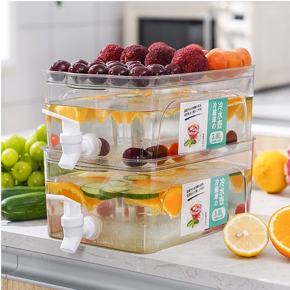 Suncoda Water Bottle, Fridge Drink Dispenser Cold Kettle with Faucet in Refrigerator, No odor Fruit Teapot Drink Containers for Kitchen Home Party Bar Wedding