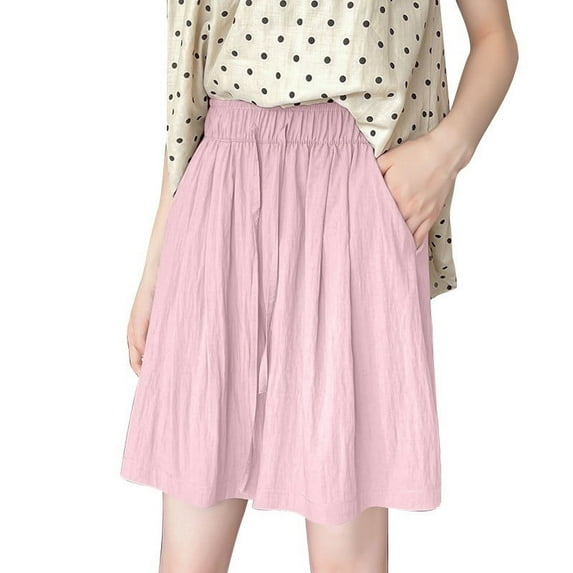 Iyufng Womens Wide Leg Shorts Knee Length,Summer Shorts for Women,Thin Casual and Comfortable Ice Silk Drying Side Pockets Elastic Waist Drawstring Five Quarter Pants,S-XL