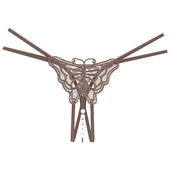 Clothing 2025 Thongs for Women Embroidered Hollow Butterfly Fashion Low Waist Open Cut Pearl Massage Thong Thongs Underpants Women Underwear Thongs