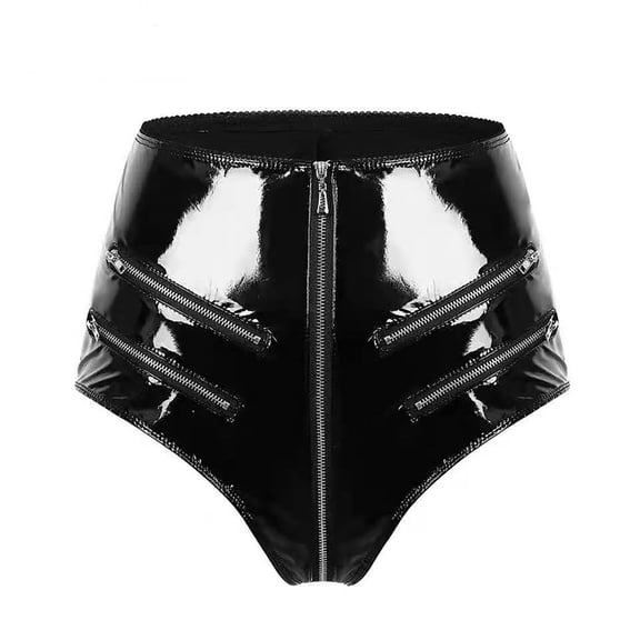 Clothing 2025 Thongs for Women High Gloss PVC Leather Fashion Open File Shaping Zipper High Waist Fashion Shorts Thongs Underpants Women Underwear Thongs