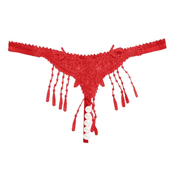 Clothing 2025 Thongs for Women Fashion Embroidered Transparent Pearl Massage Low Waist Open File Ultra Thin Thongs Underpants Women Underwear Thongs