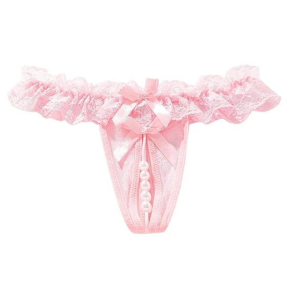 Clothing 2025 Thongs for Women Lace Open Crotch Massage Pearl Transparent Panties Thongs Underpants Women Underwear Thongs