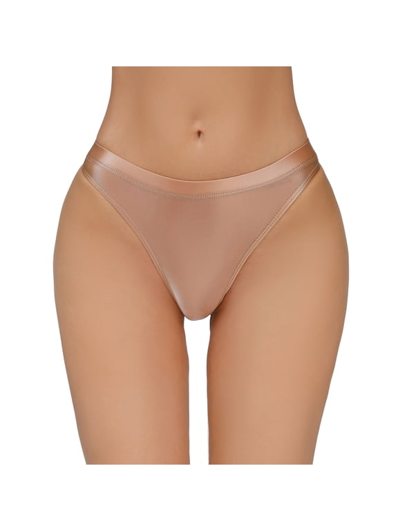Clothing 2025 Thongs for Women Silky Shiny Low Waist Briefs Transparent Fashion Thongs Underpants Women Underwear Thongs