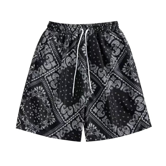 Titcea Beach Shorts for Men Palm Tree Print Elastic Waist Drawstring Shorts Loose Comfort Hawaiian Vacation Summer Casual Shorts
