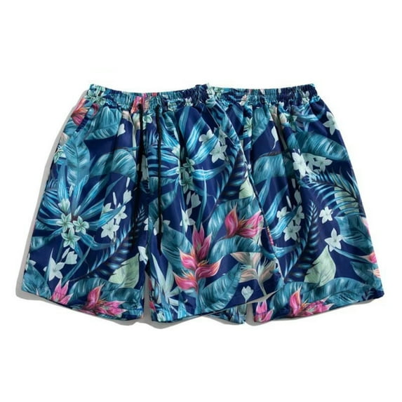 Titcea Beach Shorts for Men Palm Tree Print Elastic Waist Drawstring Shorts Loose Comfort Hawaiian Vacation Summer Casual Shorts