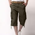 thumbnail image 1 of Titcea Cargo Shorts for Men Solid Cotton Buttons Zipper Straight Capris with Muti Pockets Loose Fitting Athletic 3/4 Length Pants Summer Outdoor Casual Pants(S-4XL), 1 of 7