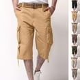 thumbnail image 1 of Titcea Cargo Shorts for Men Solid Cotton Buttons Zipper Straight Capris with Muti Pockets Loose Fitting Athletic 3/4 Length Pants Summer Outdoor Casual Pants(S-4XL), 1 of 9