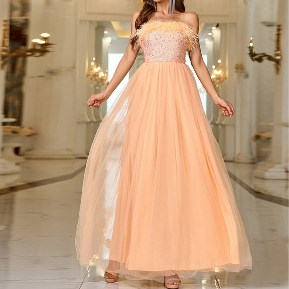 Summer Savings Clearance! Titcea Cocktail Dresses for Women Sequin Tassel Design Sleeveless Backless Wide Hem Sexy Dresses Graduation Wedding Prom Dresses