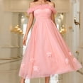 thumbnail image 1 of Summer Savings Clearance! Titcea Cocktail Dresses for Women Solid Color Strapless Backless Drawstring Corset Flower Decoration Sleeveless Flowy Dresses Graduation Wedding Prom Dresses, 1 of 9