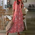 thumbnail image 1 of Summer Savings Clearance! Titcea Maxi Dresses for Women Fashion Printed V Neck Short Sleeve Sundresses Beach Holiday Flowy Summer Casual Dresses, 1 of 6