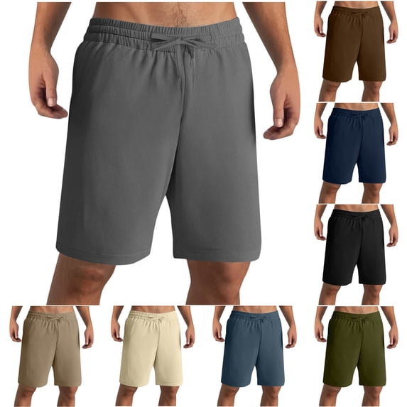 Titcea Mens Shorts Solid Color Elastic Waist Drawstring Gym Shorts with Pocket Summer Casual Outdoor Running Workout Hawaiian Vacation Beach Shorts