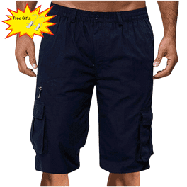 Titcea Men's Solid Color Zipper Cargo Shorts with Multi