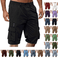 thumbnail image 1 of Titcea Mens Shorts Solid Color Straight Buttons Zipper Elastic Cargo Pants Multi Pockets Casual Half Trunks Beach Shorts, 1 of 9