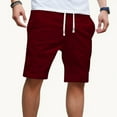 thumbnail image 1 of Titcea Mens Shorts Solid Color Straight Elastic Drawstring Half Pants with Pockets Holiday Workout Casual Beach Shorts, 1 of 6