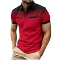 thumbnail image 1 of Titcea Mens T-Shirts Polka Gradient Printed Lapel Button Short Sleeve Shirts Hawaii Beach Vacation Summer Party Casual Tees, 1 of 8