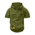 thumbnail image 1 of Titcea Mens T-Shirts Solid Color Printed Multi-Pocket Zipper Hooded Short Sleeve Shirts Beach Vacation Outdoor Running Workout Training Sweatshirts, 1 of 5