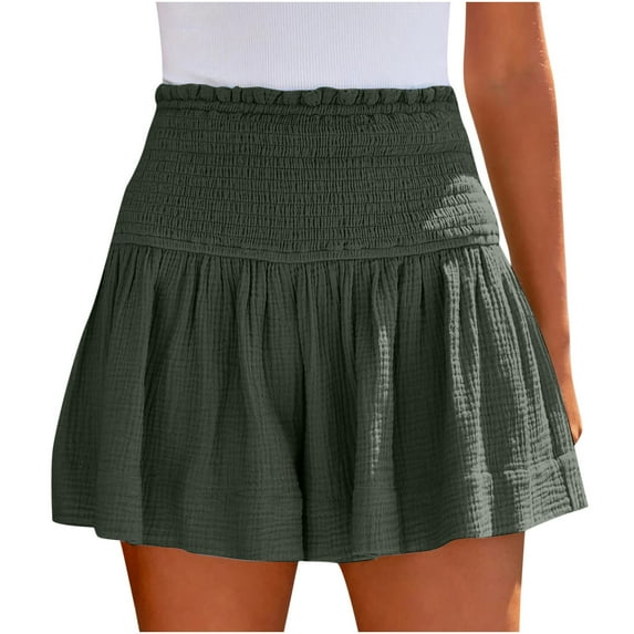 Titcea Summer Shorts for Women Elastic Waist Drawstring Solid Color Shorts Folded Hem Design Summer Casual Shorts with Pockets, Gifts for Mom/Her