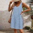 thumbnail image 1 of Titcea Sundresses for Women Floral Printed V Neck Sleeveless Midi Dresses Summer Casual Beach Dress with Pockets, 1 of 6