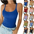 thumbnail image 1 of Titcea Tank Top for Women(S-5XL), Solid Color Crew Neck Sleeveless Stretchy Slim Summer Tops Hawaiian Beach Vacation Summer Casual Tank Tops, 1 of 6