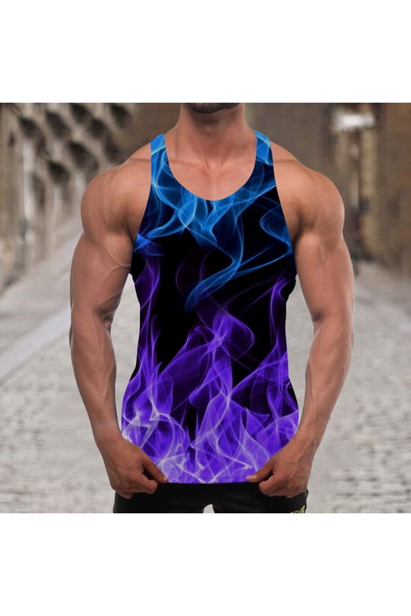 Tank Tops Men Graphic Printed Round Neck Sleeveless Shirt Summer Beach Vacation Outdoor Sports Gym Fashion T-Shirts