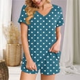 thumbnail image 1 of Summer Savings Clearance! Titcea Women's Pajama Sets Pleated Front V Neck Polka Dots Printed Short Sleeve Short Sets Loose Comfort Summer Casual Loungewear Sets, Gifts for Her, 1 of 6