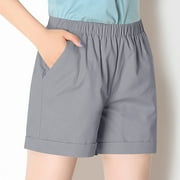 Summer Savings Clearance! Titcea Women's Shorts Elastic High Waist Solid Color Pockets Athletic Shorts Workout Running Summer Casual Shorts, Gifts for Mom/Her