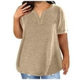 thumbnail image 1 of Titcea Womens Plus Size Tops V Neck Solid Color Short Sleeve T Shirts Summer Casual Tees, 1 of 5