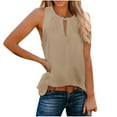thumbnail image 1 of Titcea Womens Tops Solid Color Round Neck Sleeveless Buttons Tank Top Beach Vacation Loose Comfort T Shirts, 1 of 6