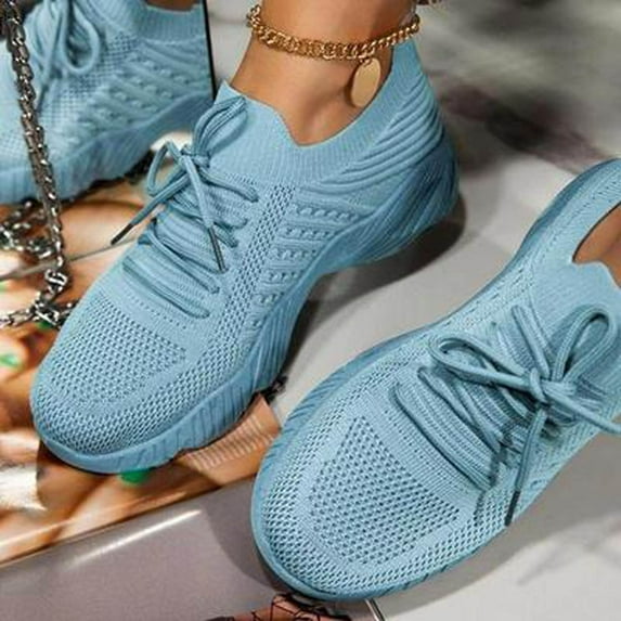 Summer Savings Clearance UMfun Women's Slip On Sneakers Summer Plus Size Fashion Casual Mesh Breathable Women's Sports ShoesBlue