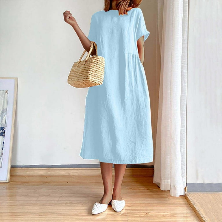 Cotton and linen summer dresses cheap