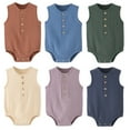 thumbnail image 1 of s !Utoimkio Newborn Baby Boy Girl Clothes Solid Color Romper Sleeveless Button Down Jumpsuit Toddler Infant Summer Outfits, 1 of 4