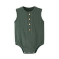 thumbnail image 1 of s !Utoimkio Newborn Baby Boy Girl Clothes Solid Color Romper Sleeveless Button Down Jumpsuit Toddler Infant Summer Outfits, 1 of 4