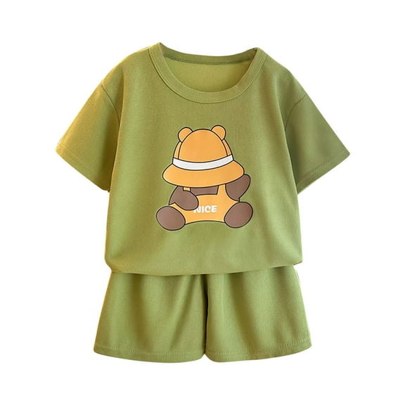 s !Utoimkio Toddler Baby Boy 2Pcs Summer Outfits Kids Cute Print Clothes Short Sleeve T-Shirt Tops & Shorts Two Piece Set