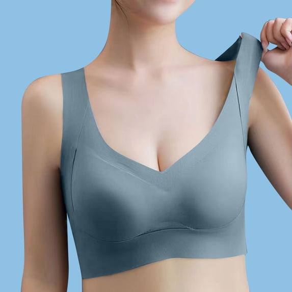 Summer Savings Clearance!Viikei Breathable Women's Sports Bra for Active Lifestyle,Women's Solid Color No- Bra No Front Button No-Slip Underwear Sports Bras Navy M