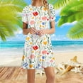 thumbnail image 1 of Summer Savings Clearance!Viikei Womens Dresses Clearance,Women's Short Sleeved Dress with Floral Print Round Neck Dress White M, 1 of 6