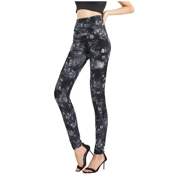 Summer Savings Clearance!Viikei Womens Pants Plus Size Clerance $5,Women's Fashion Elastic Gradient Color Print Leggings with Yoga Sport Elastic Pants Black XXL