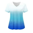 thumbnail image 1 of Women Nursing Scrub Tops Gradient Printed Working Uniform V Neck Short Sleeve Workwear Blouse T-shirt with Pockets, 1 of 3