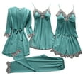 thumbnail image 1 of Clothing 2025 Women's 5 Piece Sleepwear Floral Satin Cami Pajama Set Silk Nightgown with Robe, 1 of 3