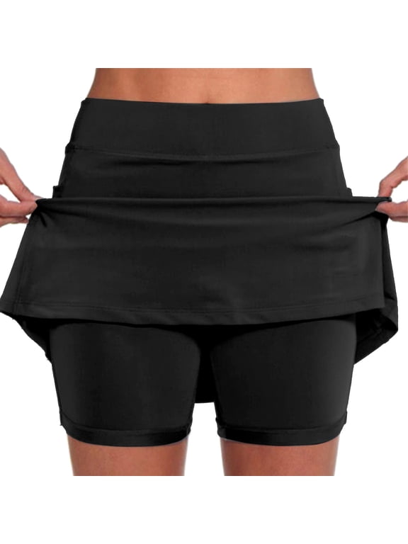 Women's High Waisted Tennis Skirts Tummy Control Pleated Golf Skorts Skirts for Women with Shorts Pockets Black Tennis Skirts for Women L