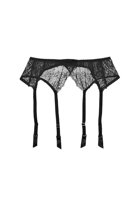 Clothing 2025 Women's Mysterious Fashion Black 4 Vintage Metal Clips Garter Belts for Stockings