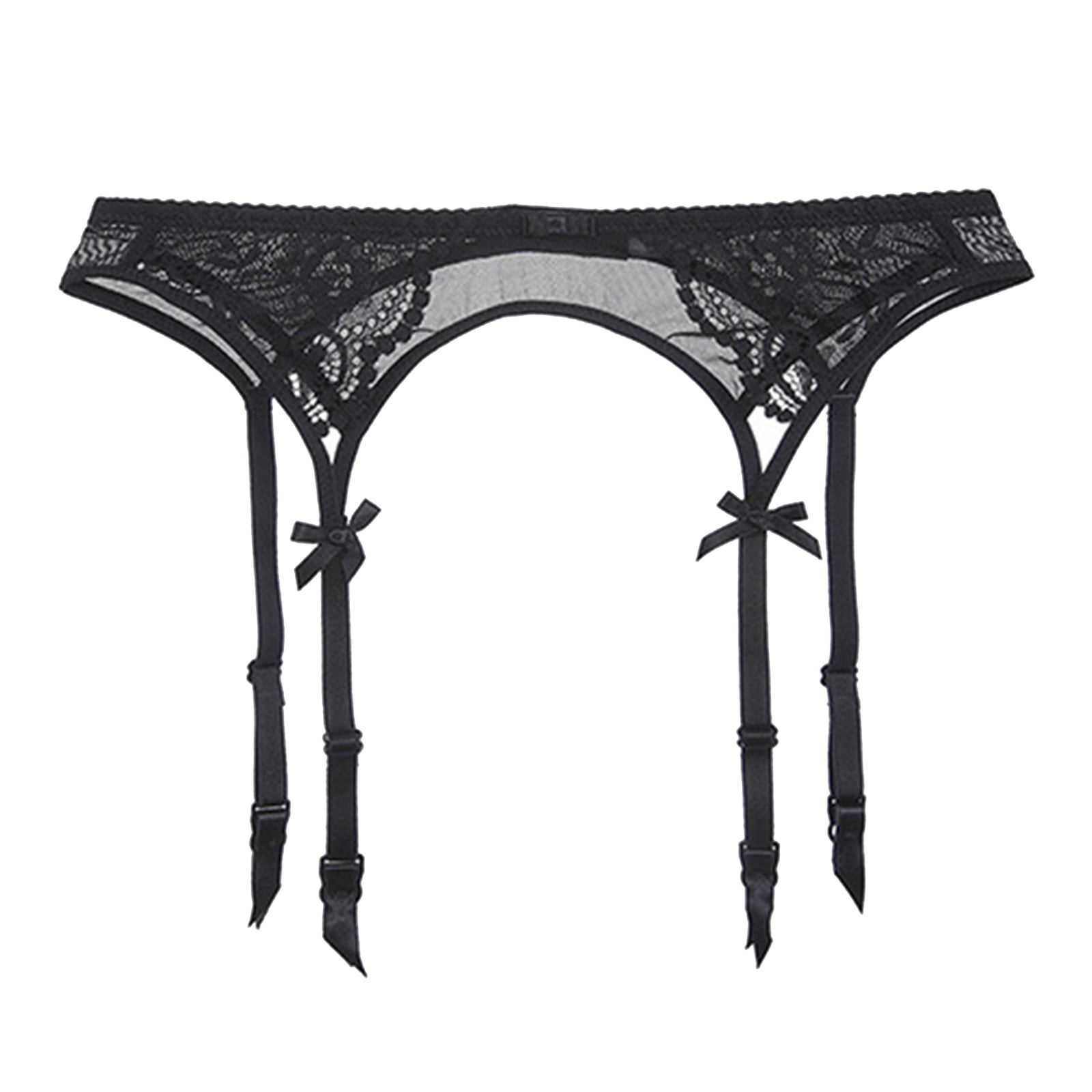 Clothing 2025 Women's Mysterious Fashion Black 4 Vintage Metal Clips Garter  Belts for Stockings